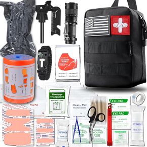 Survival Gear and Equipment First Aid Kits Multi-Purpose Emergency Tools with Tourniquet Multitools, Survival Kits IFAK Trauma Kits Tactical Bag for Outdoor Car Camping Hunting