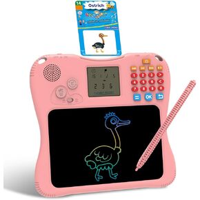 EASEGMER 3 in 1 Educational Learning Toys - 8'' Drawing Tablet and 130 Talking Flash Cards Toddler Learning Tablet and Preschool Learning Activities, Best Gift for Girls/Boys 3-12 Years