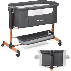 Baby Bassinet, 3 in 1 Bedside Sleeper for Newborn, Bedside Bassinet for Baby with 6 Adjustable Height, Soft Mattress, Compact, Easy to Fold
