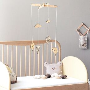 SANDOO Wooden Hot Air Balloon Mobile - Baby Mobile for Crib,Gender Neutral Hot Air Balloon Nursery Decor,Hanging Cloud Crib Mobile,Baby Mobile for Bassinet,Crib Mobile for Girls, Boys
