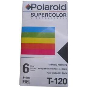 Polaroid VHS Tape, Blank Media, 120 Min, White, VHS Format