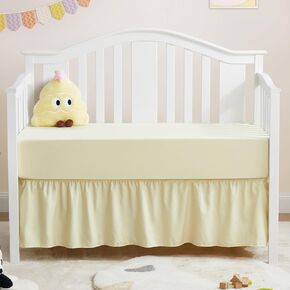 Horbaunal 2 Pack Crib Skirt & Crib Bed Sheet ، تنورة سرير كريمة 28 "× 52" مع 14 "قطرة كشكش غبار ، ناعم صغير من الألياف الدقيقة سرير سرير سرير سرير سرير للبنات والفتيان
