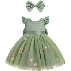 Odoldi Kids Girls Girls Flower Girl Dress Flutter Sleeve Astreded Strawberry Pattern Mesh Tutu Dress مع Bowknot