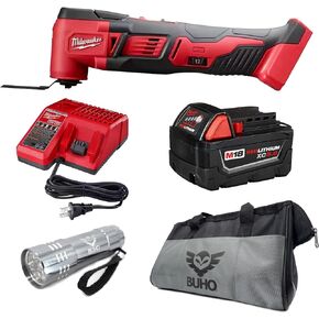 Milwaukee M18 18V Cordless Oscillating Multi-Tool Bundle with 5.0Ah Battery, Charger, Buho Tool Bag and Flashlight