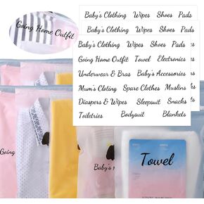 20 Pack Pouches Frosted Bags with 2 Sheets of Clear Hospital Bags Stickers for Labor and Diaper Maternity Essentials 13.78 x 15.74 Inch Hospital Bag for Mommy Dad Newborn Baby Diaper Bag