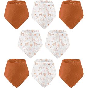 Muslin Baby bibs for drooling and teething, 100% cotton, Bibs for baby girl, Muslin bibs for boys (8 Pack)