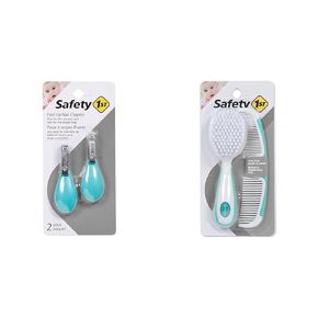 Safety 1st Fold-Up Nail Clipper, 2-Count - Colors May Vary & Easy Grip Brush and Comb, Colors May Vary