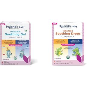 Bundle of Hyland's Baby - Organic Day/Night Soothing Gel Combo Pack + Organic Soothing Drops Combo Pack, Cooling Gel for Oral Discomfort, Ages 2 Months & Up