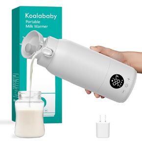 IPX6 Washable Portable Milk Warmer, Fast Heating Bottle Warmer for Breast Milk/Formula/Water, 17 Ounce Large Capacity, Long Battery Life for All-Day Feeding, Includes Charging Adapter