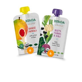Kekoa Foods Foods Pack Pack Mix 7 Pack - Apple & Ginger ، Beets ، Fennel & Kale ، Curry Vegetable Mango ، Mango Paprika ، Peas & Mint ، Shawarma ، Archoke & Cauliflower ، Squash & Kale with Curemer | 3.5 أوقية