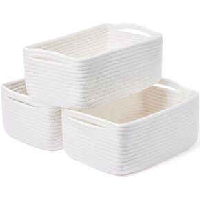 ABenkle Small Basket, Woven Storage Baskets for Organizing, Toy Basket, Cute Decorative Shelf Closet Organizer, Woven Cube Storage Bins for Baby Nursery, 11.5''×7.5''×4.7''