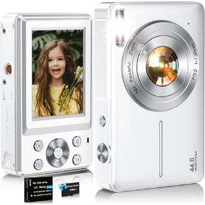 Digital Camera,FHD 1080P Kids Camera 44MP Point and Shoot Digital Cameras with 32GB Card,16X Zoom,Anti-Shake,Date Stamp,Compact Small Cameras Photography for Kids Student Teen Girl Boy(Pink)