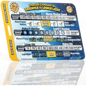 Manual Mode Photo Class on a Card & Exposure Guide - Manual Mode Cheat Sheet for Learning ISO, Aperture & Shutter Speed - Attaches to Camera Strap or Bag - Waterproof & Tear Resistant