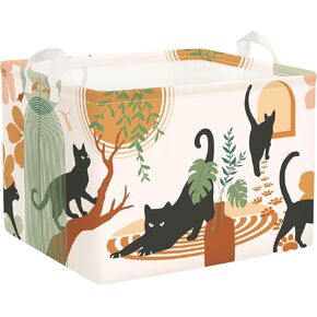 Clastyle Boho Animal Kid Storage Basket Baby Laundry Hamper Girls Gift Toy Box Collapsible Clothes Organizer Nursery Bin for Bedroom, Cat, 40 * 30 * 30 cm
