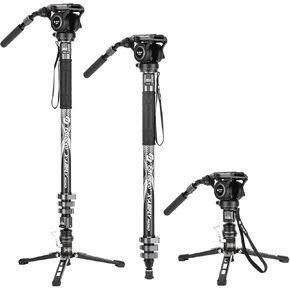 Fotopro Carbon Fiber Monopod Budle with Video Fluid Head