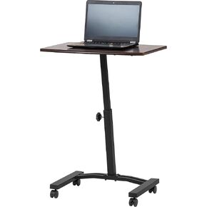 IRIS USA Single Rolling Workstation Table Desk, Laptop Cart, Brown, Small