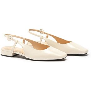 C.Paravano Women's Square Toe Slingback Flats Ankle Strap Casual Shoes Slip-On Sandals Comfortable Flats for Daily Wear