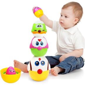 Easter Basket Stuffers for Toddler 18 months, 2, 3, 4+ Yr Old Kids, 8 Pcs Nesting & Stacking Chicks Baby Matching Toys, Plastic Eggs Fillable, Easter Gift for Girls Boys Party Favor, Easter Hunt Party