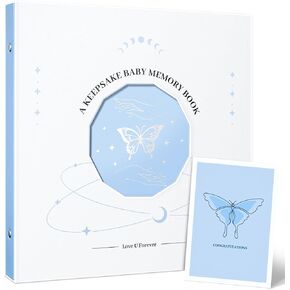 Baby Memory Book - Gender Neutral Baby Book Keepsake with Silver Foil Design, Baby Photo Album, Perfect Baby Books for Baby Shower Gift, Pregnant Mom Gifts, 10" x 10"