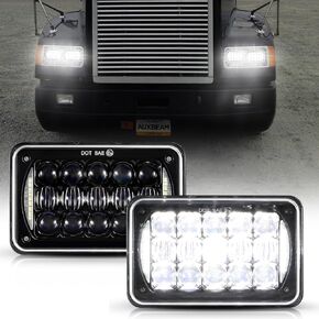 Auxbeam 4x6 LED Headlights Rectangular Headlamps Hi/Lo Sealed Beam with DRL DOT Approved Replacement H4651 H4652 H4656 H4666 H6545 Compatible with Peterbil Kenworth Freightliner Ford Trucks (4PCS)