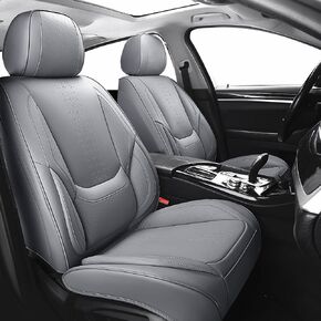 Chezope Car Seat Covers Full Set Universal Fit for Most Cars SUV Sedans Trucks Leather Car Seat Cushion Automotive Seat Cover Car Accessories Waterproof Car Seat Covers SUV (Grey)