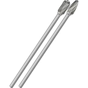 2Pcs Long Carbide Burr Set 6mm Shank Total L 155mm Die Grinder Bits Rotary Rasp Attachment Cut Port Grind Metal Cast Iron Steel Aluminum Cylinder Head Engine Intake Exhaust Manifold Tight Area