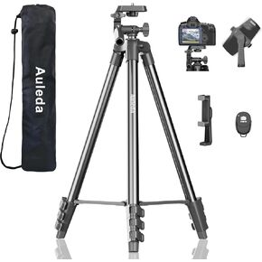 60″ Camera Tripod Lightweight Tripod Stand Compatible with Canon Nikon with Wireless Remote Phone Holder and Bag Max Load 6.6 LB