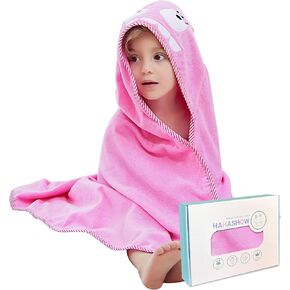 HAHASHOW Baby 3D Animal Hooded Bath Towel, 100% Cotton Ultra Soft Thick Bathrobe Shower Gift for Newborn Boy Girl Large Size 35 X 35 Inch White Rabbit in Kuwait