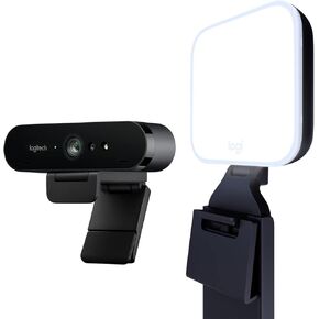 Logitech Brio for Creators Litra Glow - Ultimate Solution for a Professional Look During Video-Calls, Webcam and Lighting for Video Conferencing, Zoom Meetings, PC and Mac