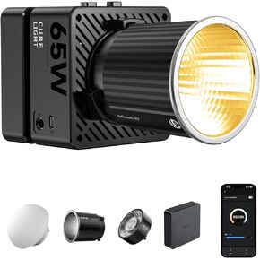 ULANZI EC65 LED Video Light - 65W COB Bi Color Video Light Mini Bowens Mount Continuous Output Lighting with APP Control, Reflector, Diffuser, Condenser 2700K - 6500K CRI≥95 Portable LED Camera Light