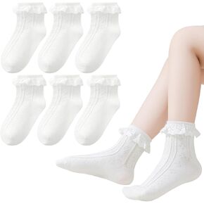 Baby Girl Socks Infant Toddler Ruffle Eyelet Lace Socks Girls Ruffle Sock Seamless Princess Frilly Sock for Kids