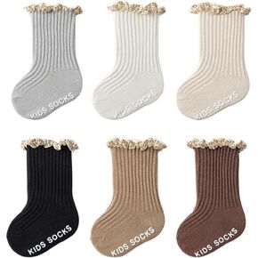 جوارب فتيات الأطفال مع القبضة غير القبلة الصغار فتاة الفتاة الدانتيل جوارب الدانتيل المضاد للانزلاق للألوان متعددة الرضع in Kuwait