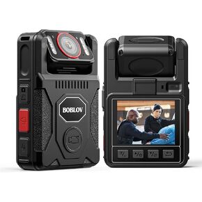 BOBLOV M7Pro 4K GPS Body Worn Camera, Internal 256GB Body Camera with Audio, 180° Rotate Lens, 4000mAh for 14 Hours Video Recording, Fast Charging with 4-5 Hrs for Law Enforcement, Delivery(256GB