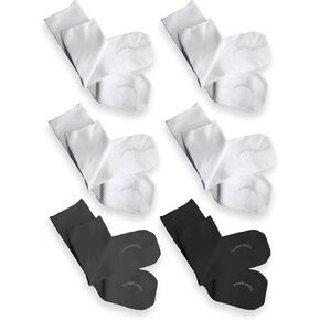 Seamless Sensitivity Socks - 6 Pack ((1)Black, (1)Charcoal & (4)White, Medium)