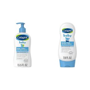 Cetaphil Baby Daily Lotion ، 13.5 أوقية - مع تقويم عضوي ، فيتامين E & Oils وغسل جسم الأطفال مع غسول نصف الطفل ، غسل لطيف مع تقويم عضوي ، يهدئ جاف