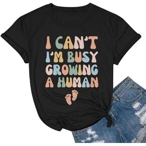 Pregnancy Announcement Shirts Growing A Human Shirt Women Cute Funny Graphic Maternity Tees Pregnant Mom Gifts Tops