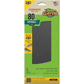 Gator 7156 Hook and Loop Medium 80-Grit Drywall Sheet Sandpaper, 4.5 x 10.5 Inch, 6 Sheets