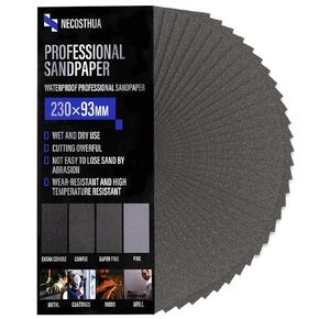 42PCS Sandpaper Assortment, 120 to 3000 Grit 9 x 3.6 Inch Wet Dry Sand Paper for Wood Furniture Finishing Drywall, Metal Sanding Paper, Automotive Sandpaper Sheets