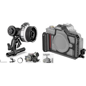 NEEWER Mini Follow Focus with A/B Stops, Lens Gear Ring, 15mm Rod & Rod Clamp for Cinema Camera, Zf Half Cage for Nikon Z f Camera Included