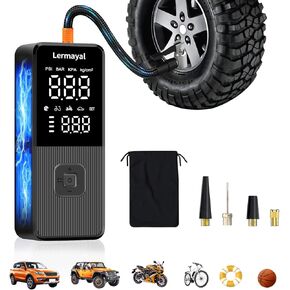 Tire Inflator Portable Air Compressor - 4X Air Pump,150PSI Portable Tire Inflator for Car, 30L/min with Pressure Gauge/Auto Shut Off/LED Light, Bike/Motorcycle/Ball/Car Accessories
