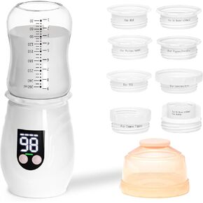 Portable Cordless Baby Bottle Warmer for Travel, Rechargeable with 8 Adapters & 1 Milk Powder Container, Safe Material, Fast Heating, Compatible with Major Brands,Pink in Saudi Arabia