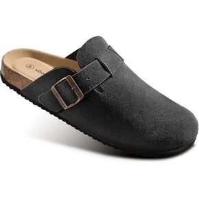 BULLIANT Women Suede Clogs Mules Sandals Slippers Potato Shoes-Cushioned Coak Footbed Crease-Resist Leather Upper