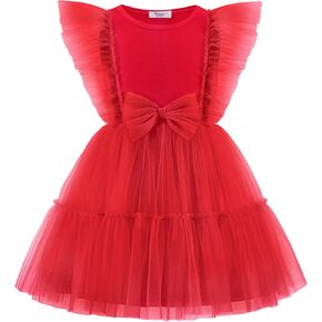Arshiner Toddler Tutu Dress Girls Tulle Ruffle Bowknot Dresses Summer Wedding Birthday Party Formal Princess Dress 2-6T