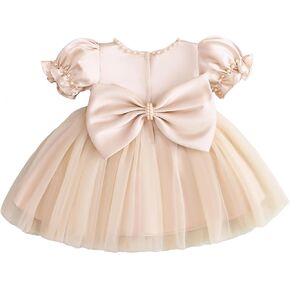 Tulle Baby Girls Dress with Large Bowknot Puffy Wedding Satin Party Birthday