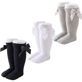 CozyWay Baby & Toddler Knee High Bow Socks For Girls - Multi Color - 3 Pack in Kuwait