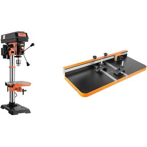 VEVOR 12 in Benchtop Drill Press, 5 Amp 120V, Variable Speed Cast Iron & WEN DPA2513 24-by-12-Inch Table With Adjustable Fence and Stop Block