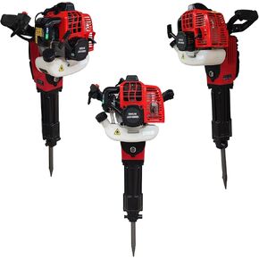 52cc Gas Jack Hammer, 2 Stroke Gasoline Powered Demolition Jack Hammer Petrol Concrete Breaker Punch Impact Drill with Point and Flat Chisel for Construction Metalworking Projects