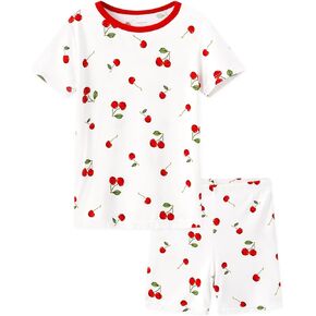 Boys Girls Pajama Set Toddlers 2 Piece Unisex Kids Pajamas Pjs Short Sleeve Snug Fit Rayon Sleepwear 2T-5T