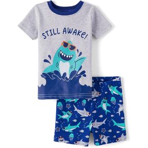 The Children's Place Baby Boys' and Newborn Snug Fit 100% Cotton Sleeve Top and Shorts 2 Piece Pajama Set
