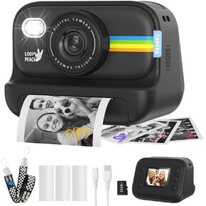 Instant Print Camera for Kids, Birthday Gifts for Girls and Boys Ages 3-12 - 1080P Video Camera for Kids, Gift Ideas for Boys Ages 3 4 5 6 7 8 9 10 11 12 - Girls' Gifts for Christmas/Holidays - Pink